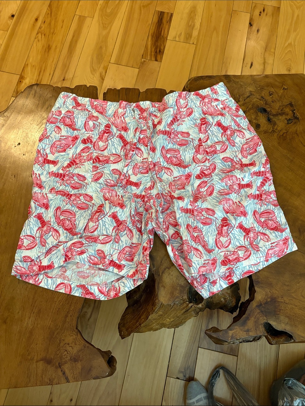 Talbots White Swim Trunks with Pink Lobster Print